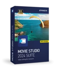 Overview of the MAGIX Movie Studio Suite From importing your media with simple drag and drop to using the most advanced features. Whatever your skills or knowledge, video editing should always be intuitive and fun. Use the automatic workflows, or explore infinite creative possibilities. The powerful Infusion Engine speeds up your process: Speedy import and export times allow you to dive straight into the smooth editing workflow: Edit faster and take complete control of your footage. Easily import media recorded on any device with simple drag and drop. Explore convenient templates for many use cases, and find all the features you could wish for in an elegant, unified workflow. From producing your soundtrack and utilizing 2D or even 3D animations to doing the final touches with integrated color grading, Movie Studio gives you everything to tell your story most powerfully - share it with your family, friends, or the whole world. Highlights of Movie Studio Suite Up to 1,500 effects, titles, templates & transitions Detailed color correction Accelerated export with support for Intel, NVIDIA, and AMD cards Diverse editing tools, including Multicam editing for four cameras Travel Maps, including brand-new features Automatic Shot Match NewBlue Stylizers 5 Ultimate NewBlue Essentials 5 Ultimate System Requirements It would help if you had a 64-Bit-Version for Microsoft Windows 11 or Windows 10 Processor: 2.4 GHz (Quad-core processor with 2.8 GHz or better) Available drive space: 2 GB for program installation RAM: 4 GB or higher (8 GB recommended for 8K) Graphics card: Onboard, min. Resolution 1280 x 1024, 512 MB VRAM, and DirectX 11 support (recommended: Intel Graphics HD 520 or better for MPEG2/AVC/HEVC). INFUSION Engine 2 supports video acceleration for AVC and HEVC on Intel, NVIDIA, or AMD GPUs with 1GB VRAM or higher Example: Intel Graphics HD 630, NVIDIA Geforce GTX 1050, AMD Radeon RX470 Program language: English (International, United Kingdom, USA)